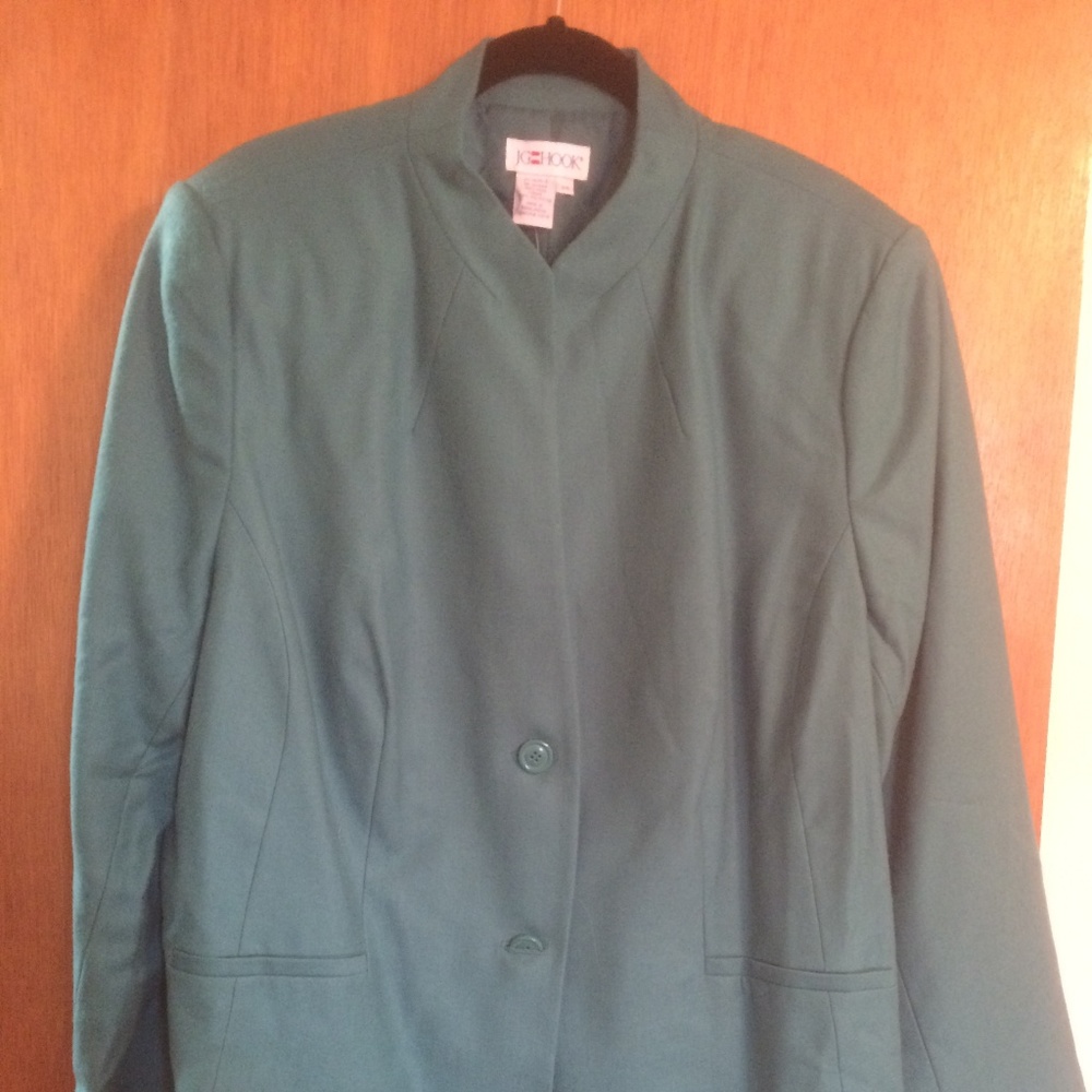 Blue green wool jacket, 20W, JG Hook, Plus size